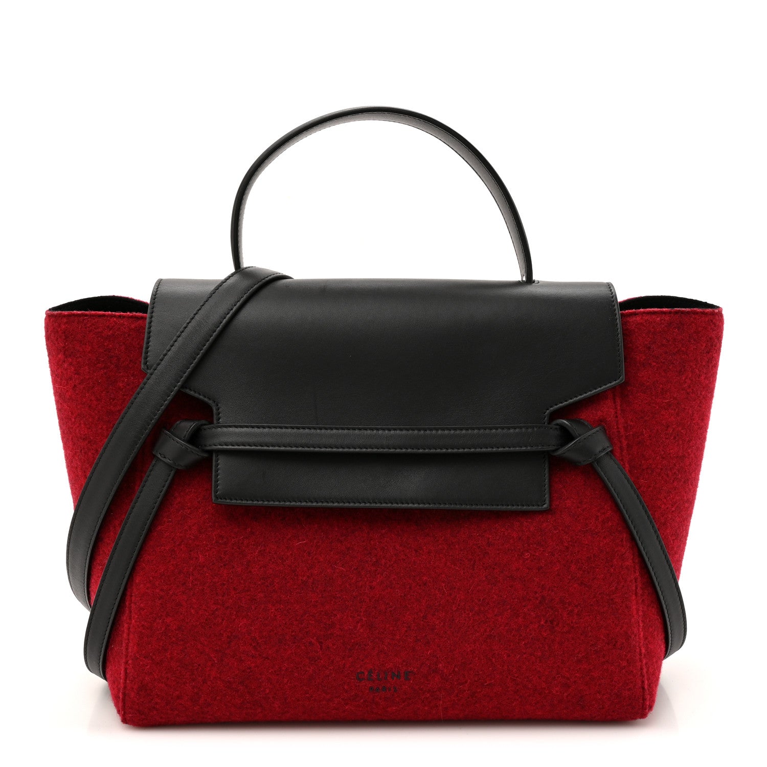 Felt Smooth Calfskin Mini Belt Bag Red