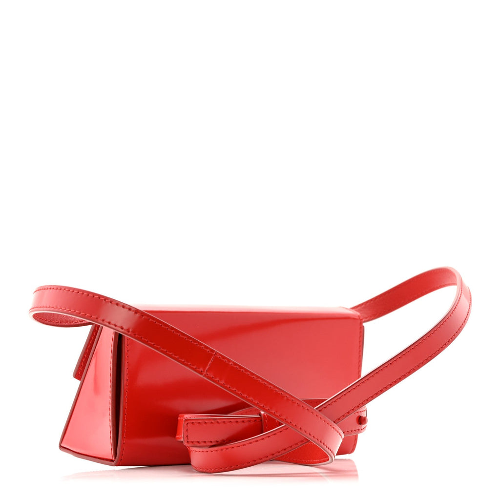 Brushed Calfskin Mini Geometric Clutch Bag Flame Red