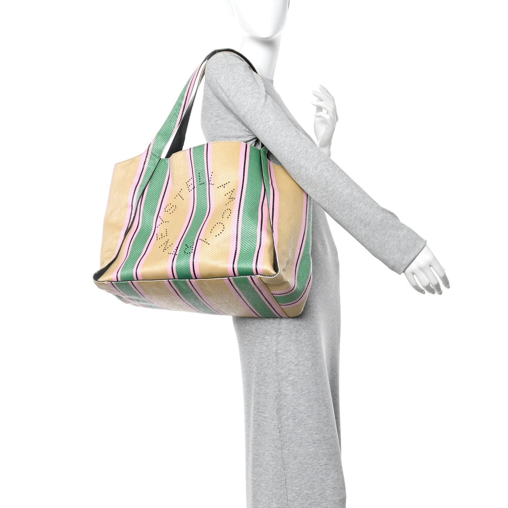 Raffia Striped Logo Tote Multicolor
