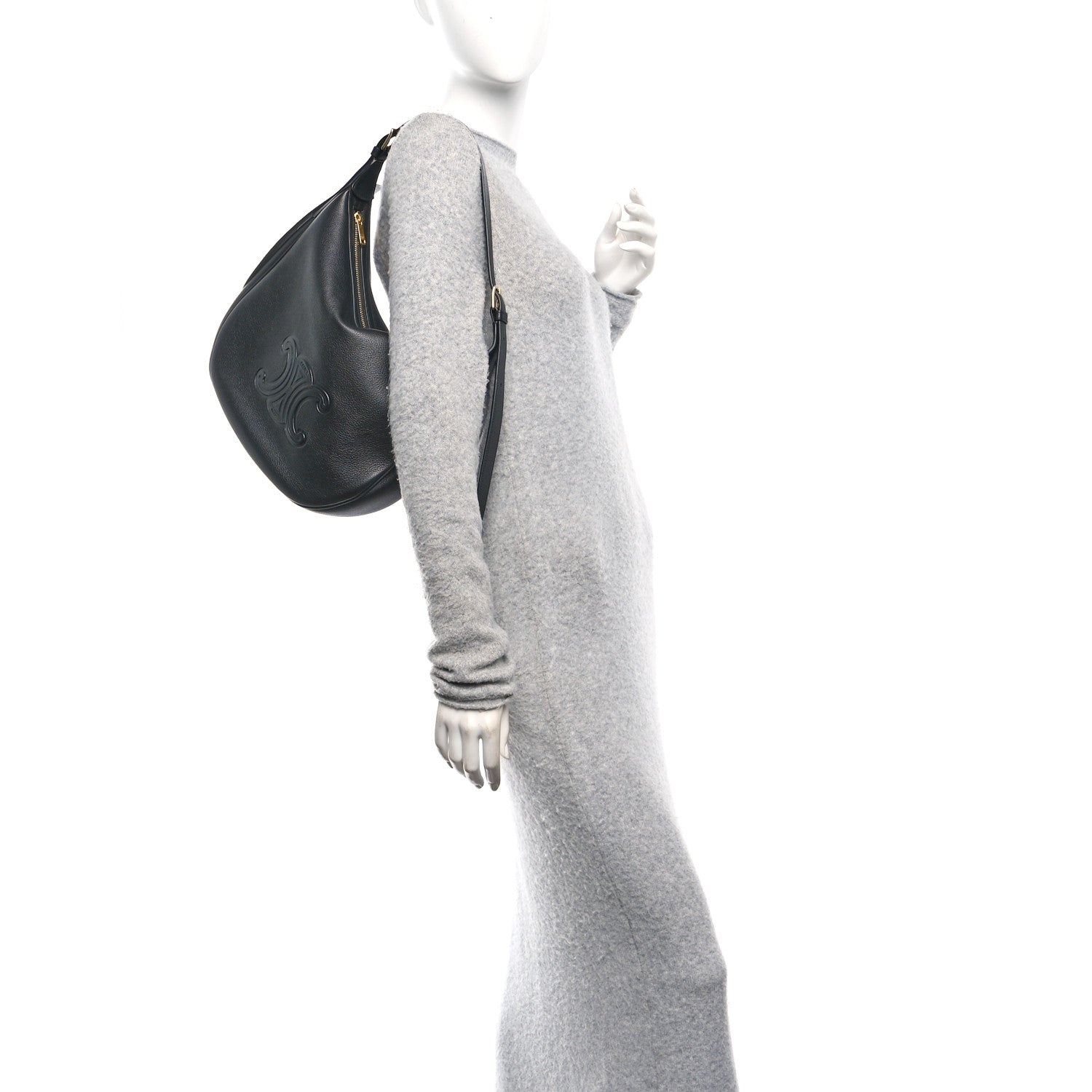 Supple Calfskin Cuir Triomphe Medium Heloise Shoulder Bag Black