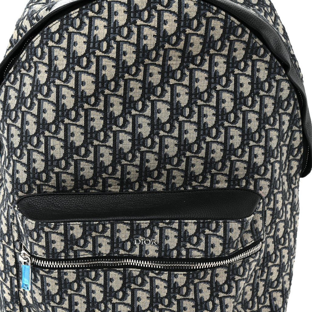 Oblique Calfskin Rider Backpack Beige Black