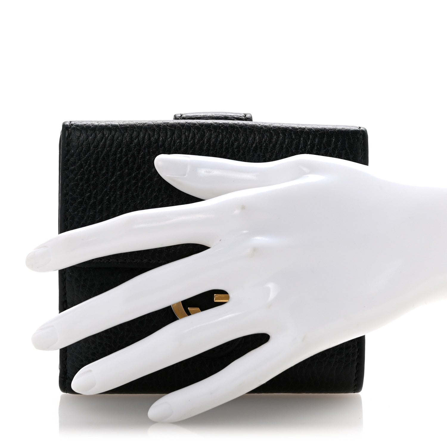 Dollar Calfskin Interlocking G French Wallet Black