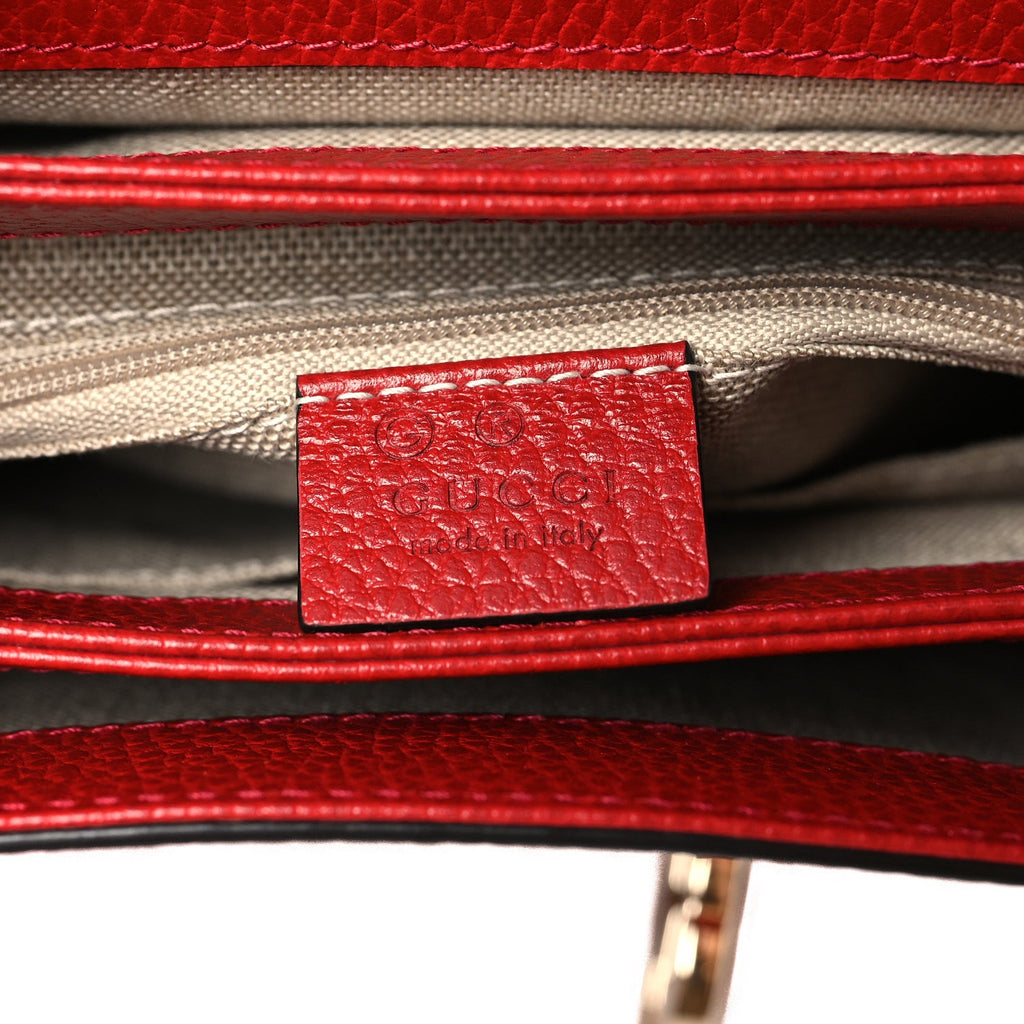 Dollar Calfskin Interlocking G Top Handle Shoulder Bag Red