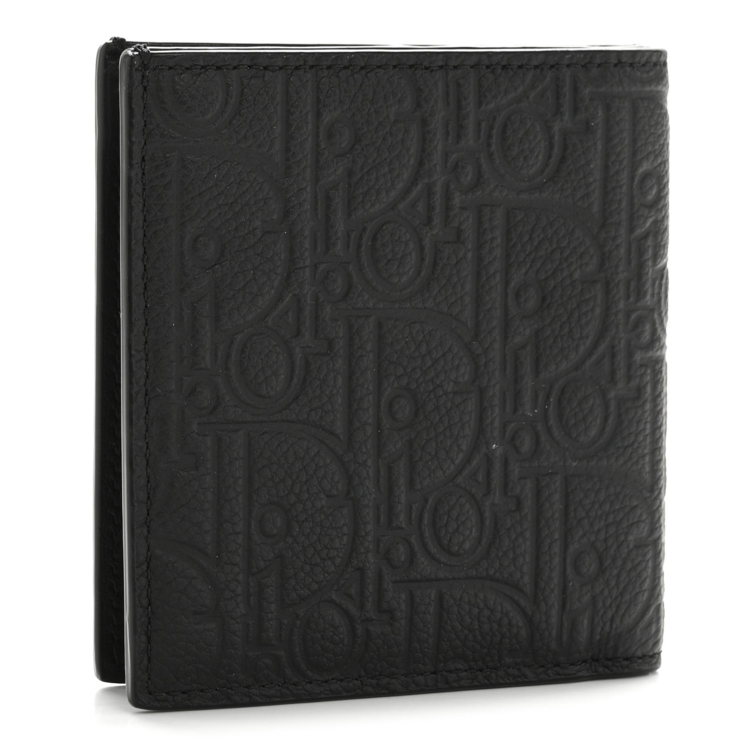 Grained Calfskin Embossed Dior Gravity BiFold Wallet Black