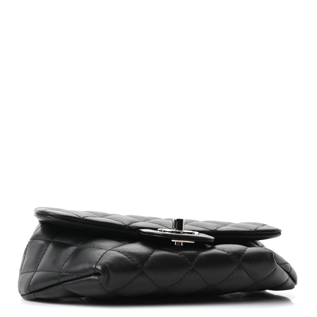 Calfskin Quilted CC Uniform Flap Belt Bag Black