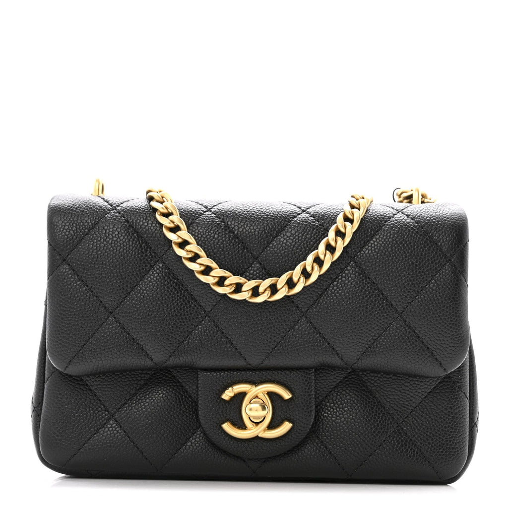 Caviar Quilted Mini Sweetheart Rectangular Flap Black