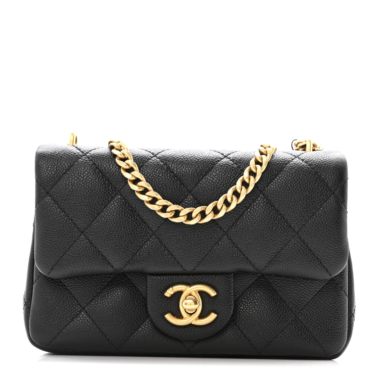 Caviar Quilted Mini Sweetheart Rectangular Flap Black