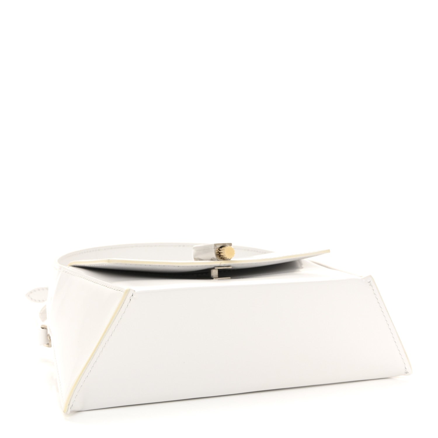 Brushed Calfskin Mini Geometric Prisma Shoulder Bag Optic White