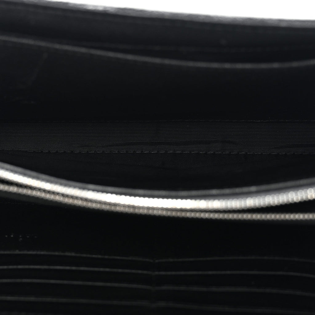 Sakai Be Green Calfskin Diagonal Stitched Blondie Wallet on Chain Black