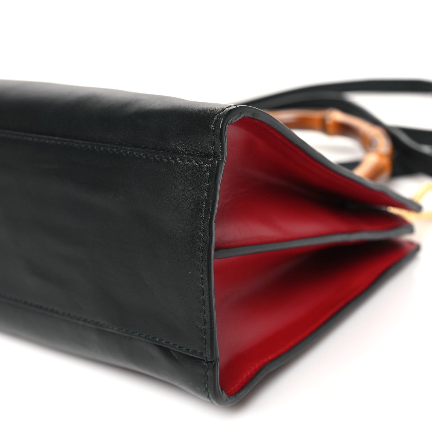 Nappa Bamboo Web Small Nymphaea Top Handle Bag Black