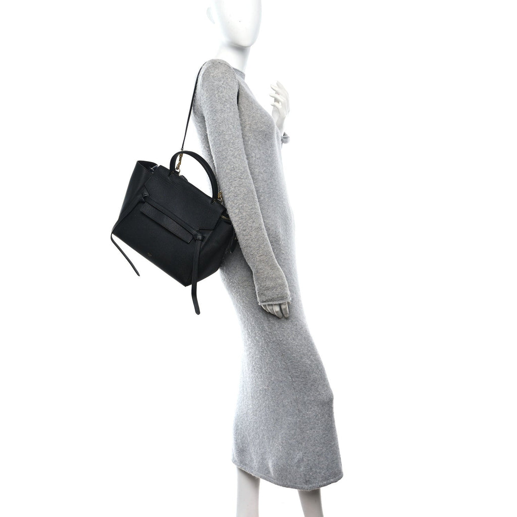 Grained Calfskin Mini Belt Bag Black