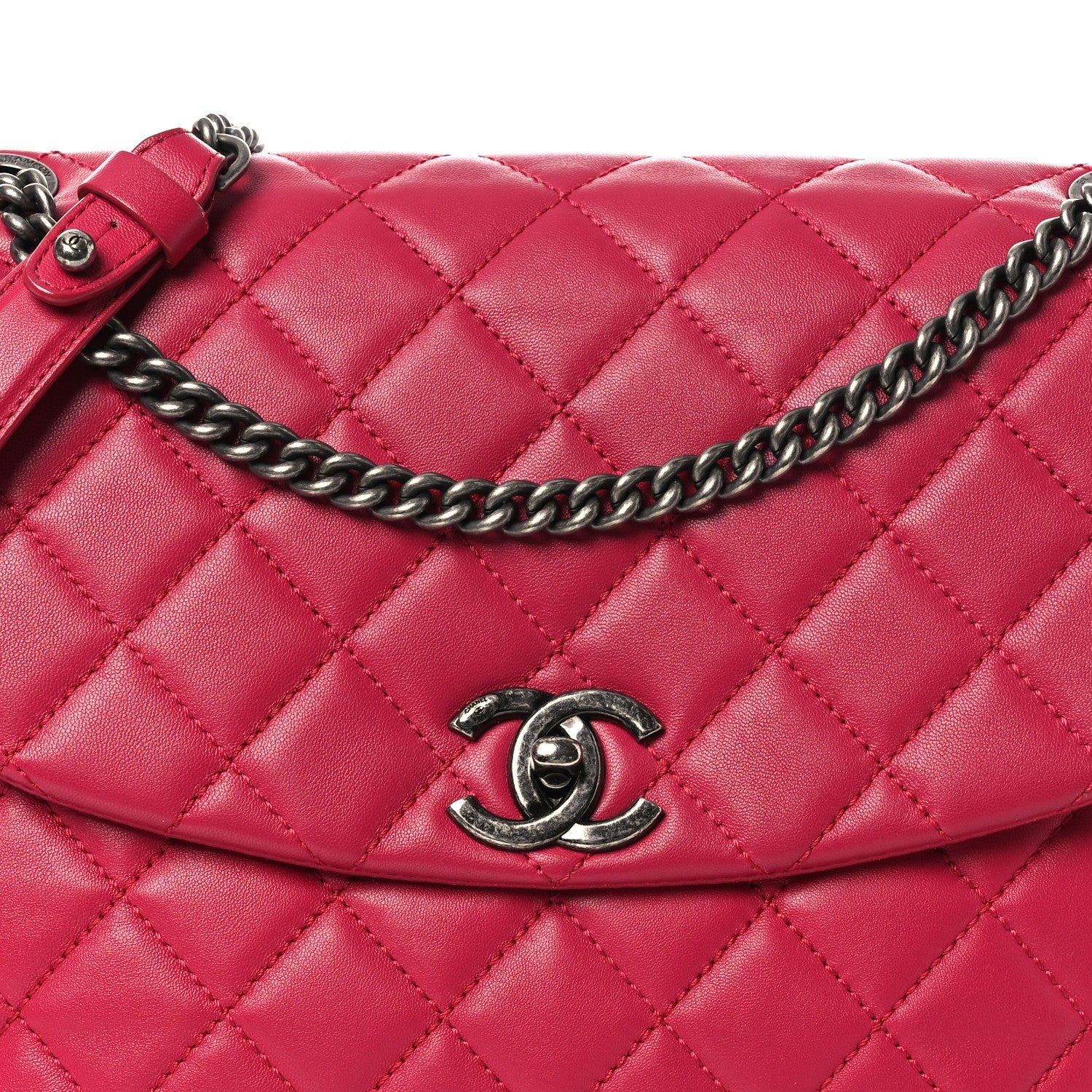 Lambskin Quilted Large Daily Supple Flap Dark Pink