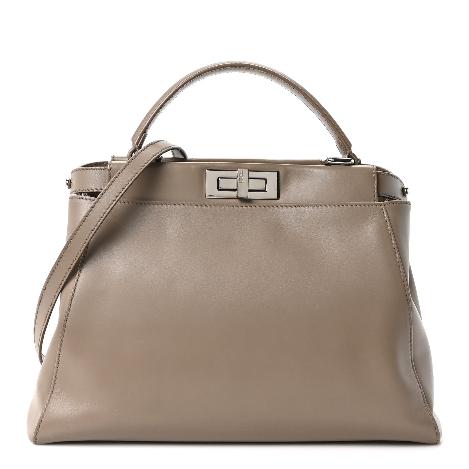 Vitello Morgan Shiny Nappa Medium Peekaboo Iconic Satchel Tortora