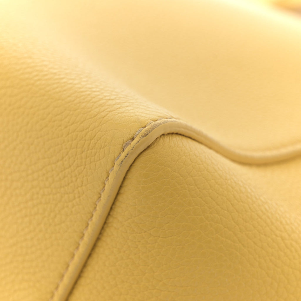 Soft Grained Calfskin Small Sangle Bucket Bag Ocre