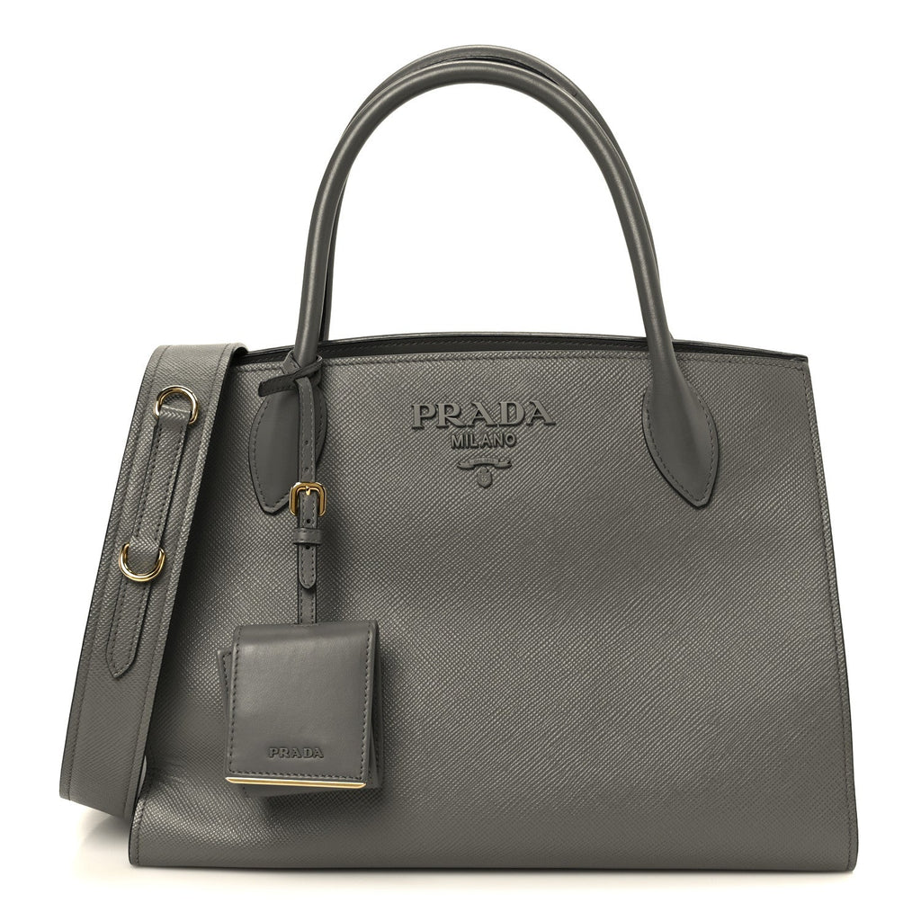 Saffiano Cuir Calfskin Medium Monochrome Top Handle Tote Ardesia