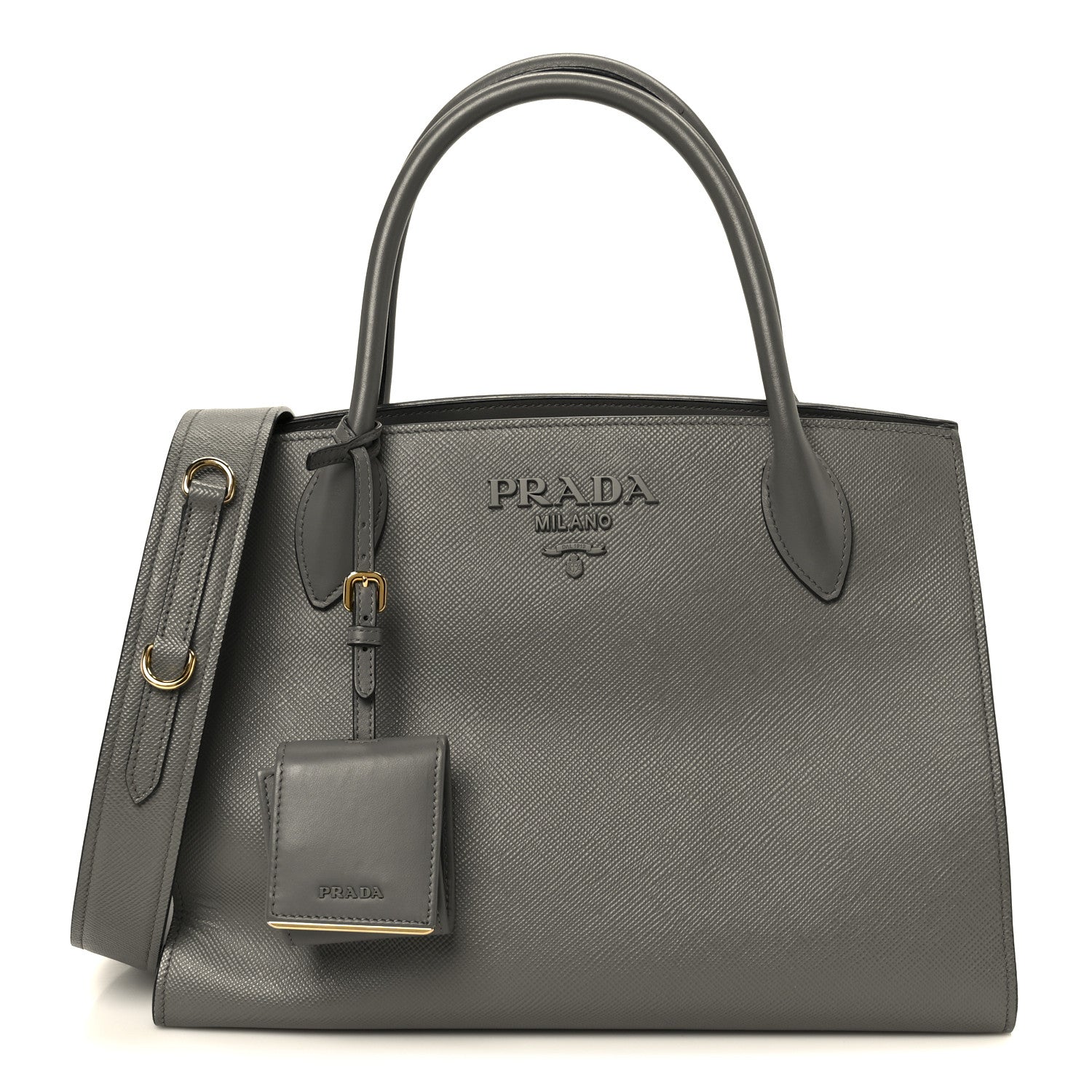 Saffiano Cuir Calfskin Medium Monochrome Top Handle Tote Ardesia