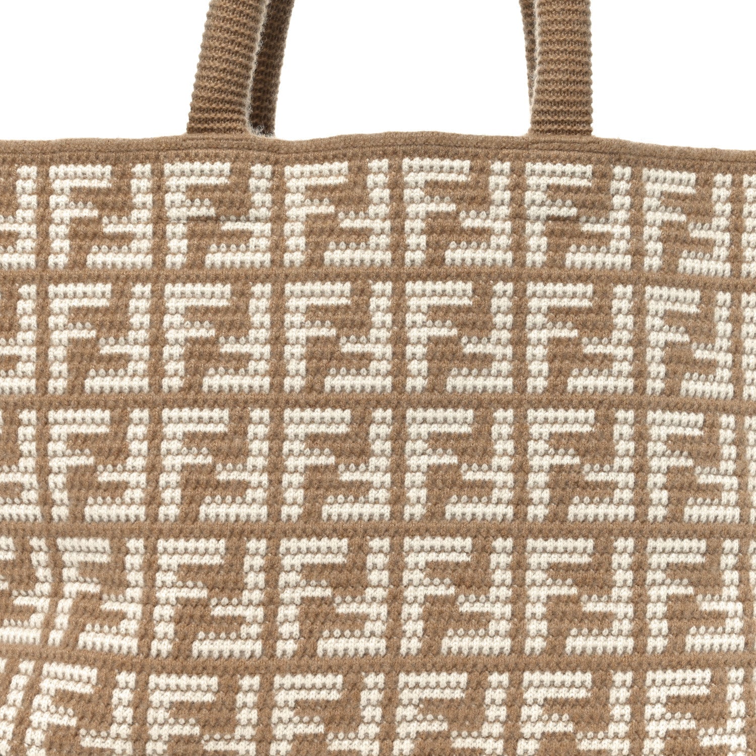 Cashmere Knit FF Large Shopper Tote Cammello