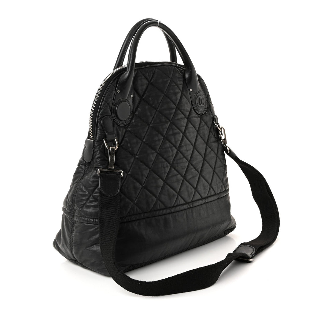 Coated Canvas Quilted Large Garment Travel Bag Black