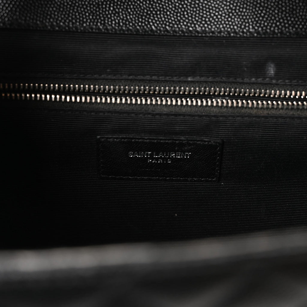 Grain De Poudre Textured Mixed Matelasse Large Triquilt Monogram Satchel Black