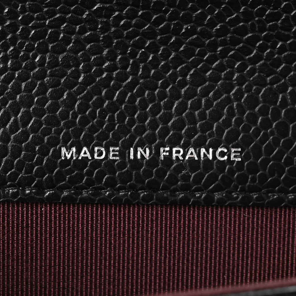 Caviar Quilted Flap  Holder Wallet Black