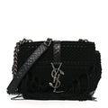 Calfskin Crochet Baby Monogram Chain Satchel Black