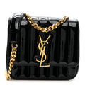 Patent Calfskin Matelasse Monogram Small Vicky Chain Bag Black