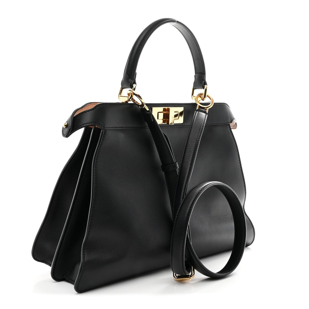 Vitello Seta Shiny Nappa Medium Peekaboo I SEE U Satchel Black Light Rose