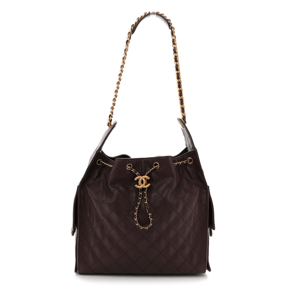 Caviar Quilted Medium Chanel 25 Handbag Dark Brown