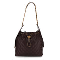 Caviar Quilted Medium Chanel 25 Handbag Dark Brown