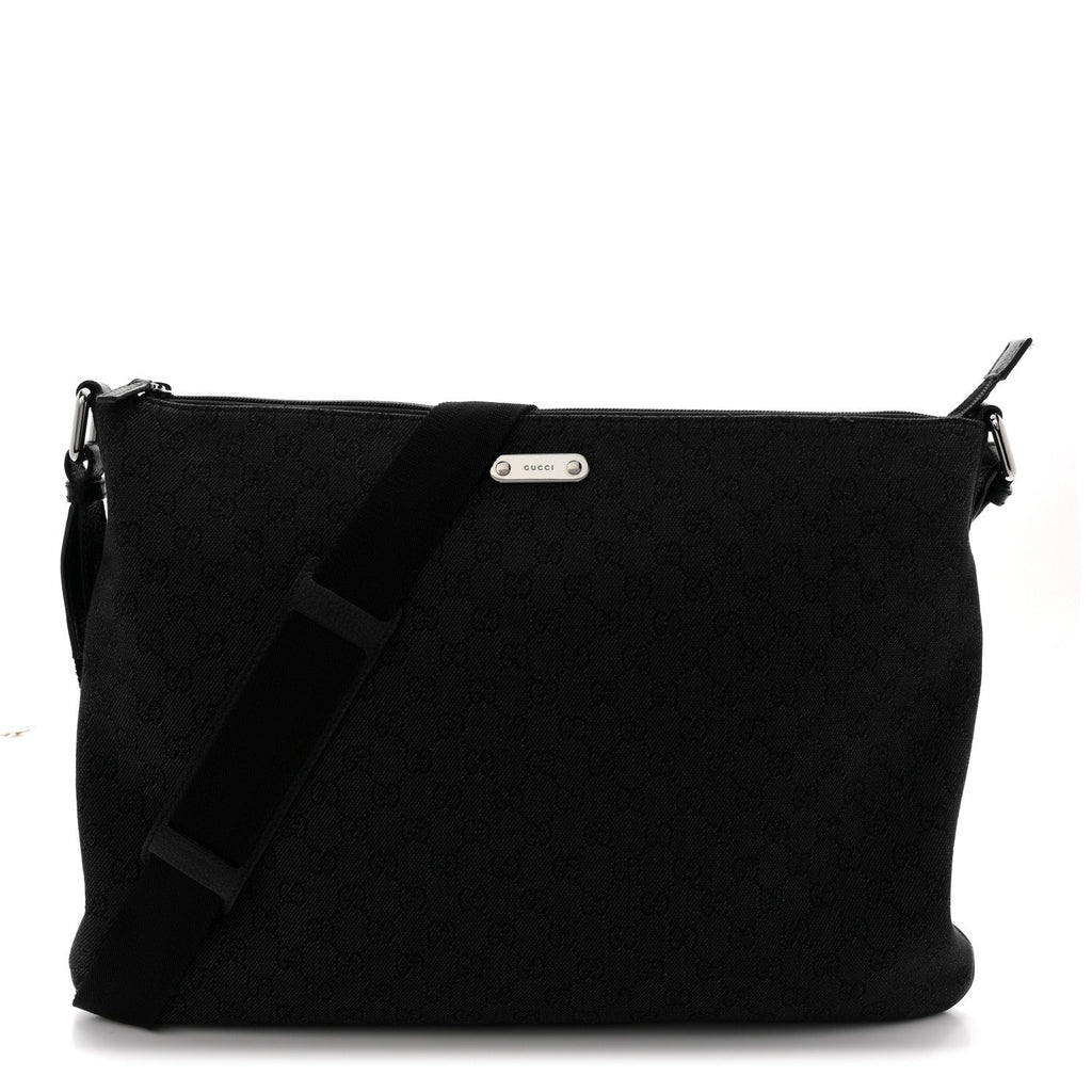 Denim Monogram Flat Messenger Bag  Black