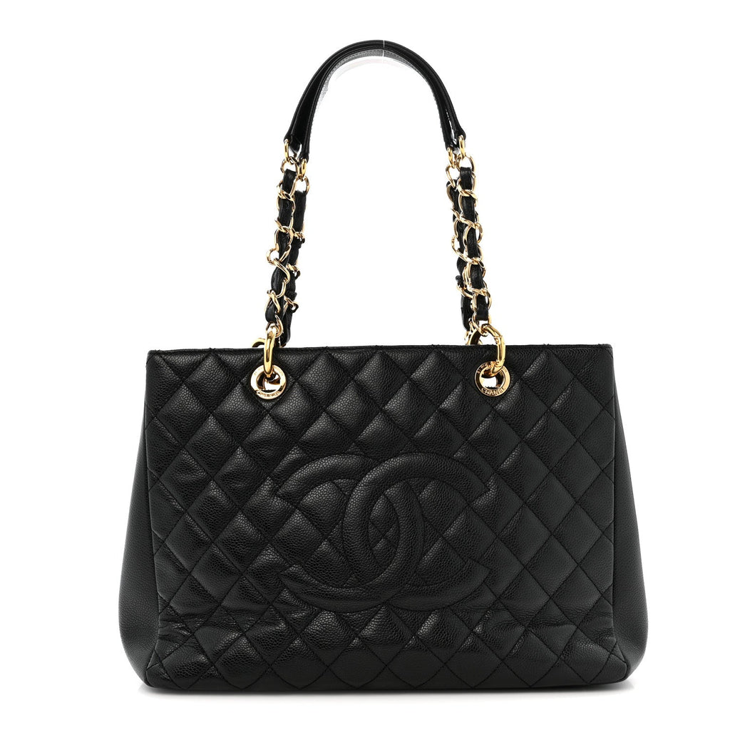 Caviar Quilted Grand Shopping Tote GST Black