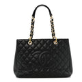 Caviar Quilted Grand Shopping Tote GST Black