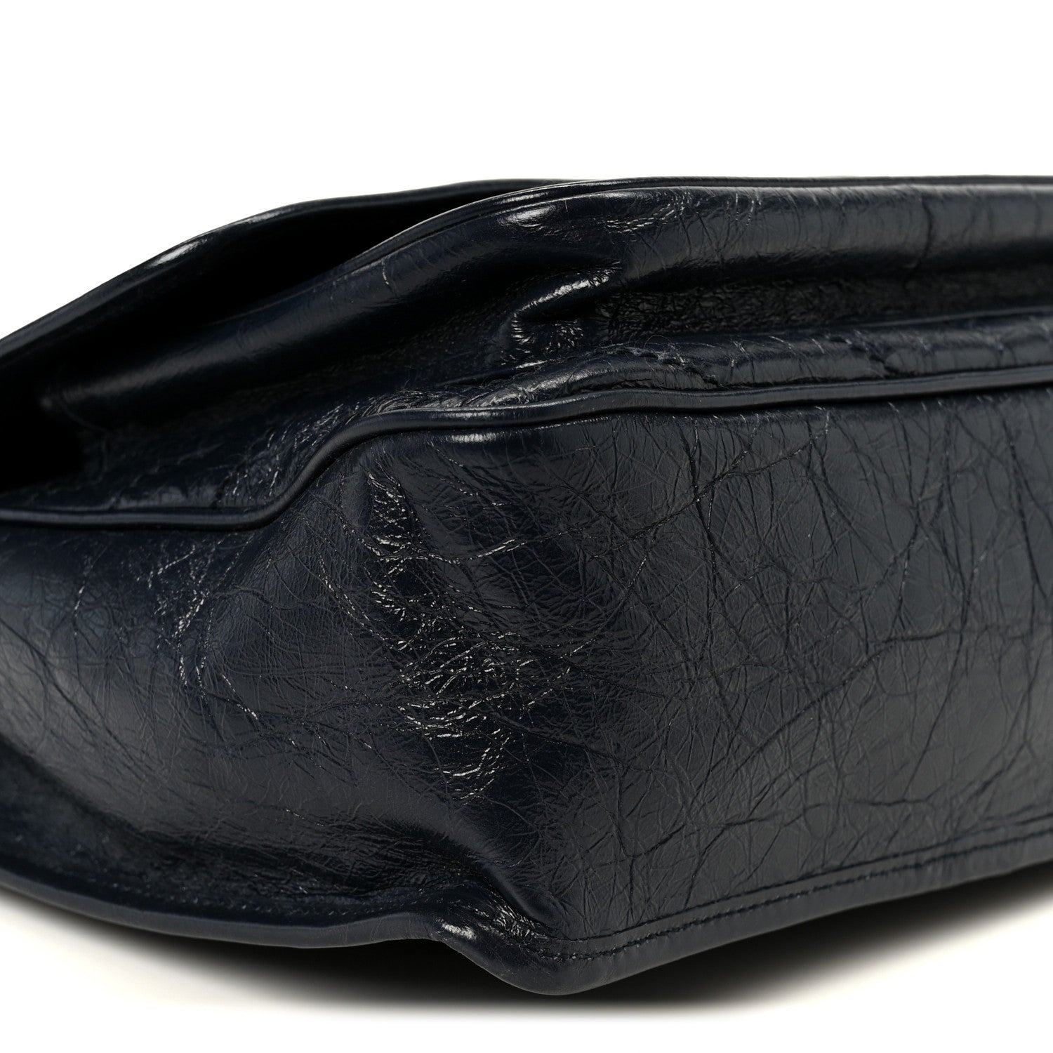 Crinkled Calfskin Matelasse Monogram Medium Niki Chain Satchel Deep Marine