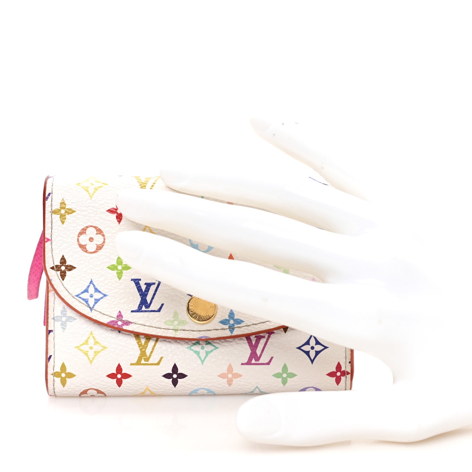 LV X TM Monogram Multicolor Rosalie Coin Purse White Kawaii Pink