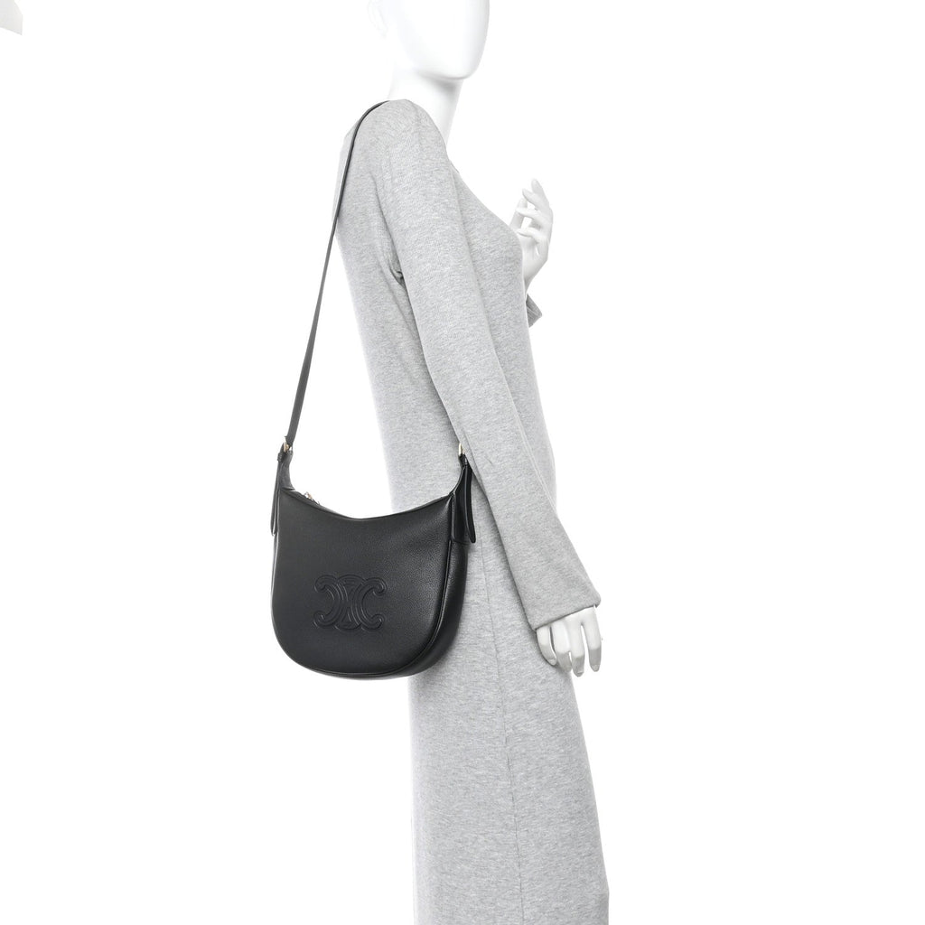 Supple Calfskin Cuir Triomphe Small Heloise Shoulder Bag Black