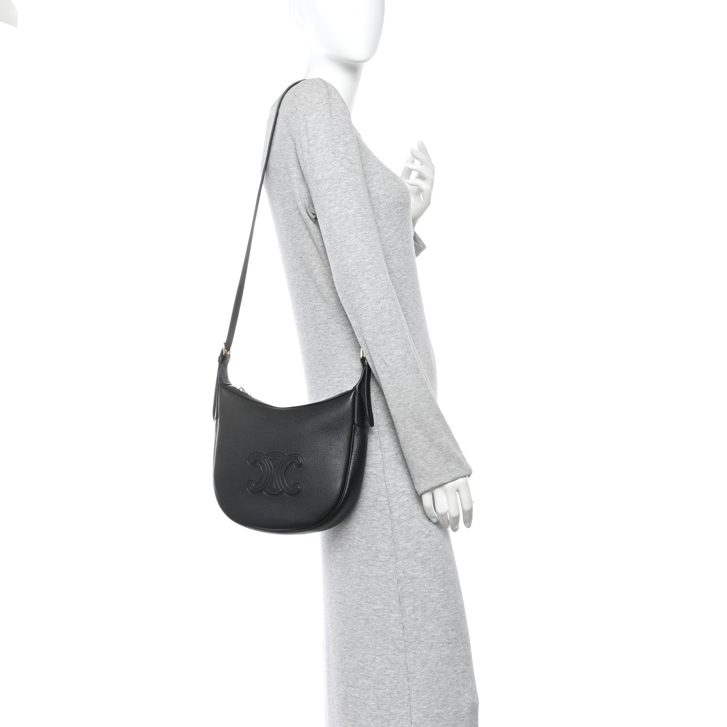Supple Calfskin Cuir Triomphe Small Heloise Shoulder Bag Black
