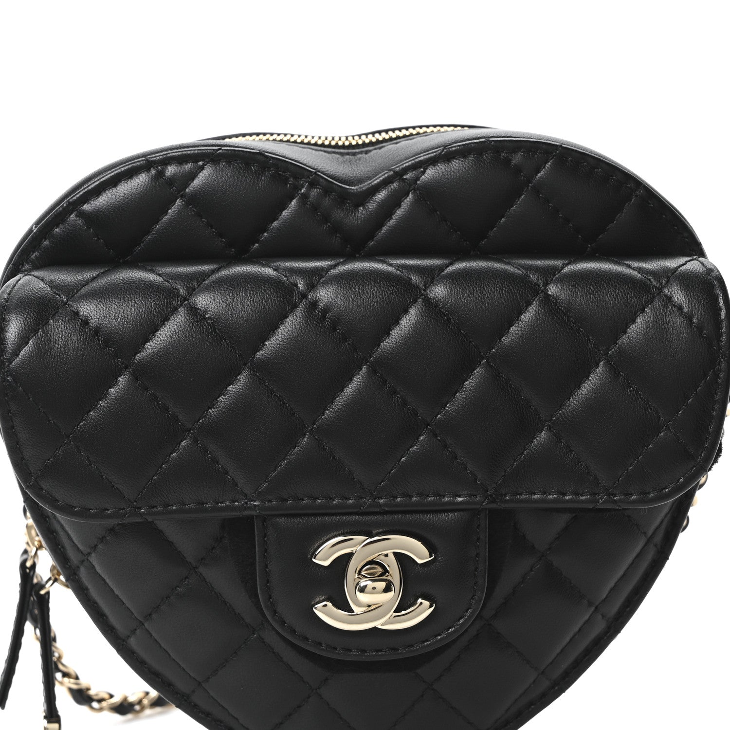 Lambskin Quilted CC In Love Heart Bag Black