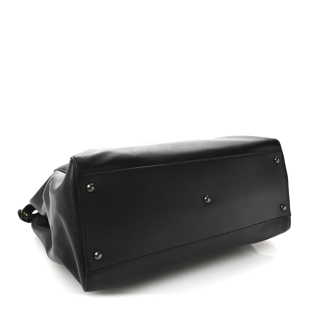Calfskin Calf Hair Leopard Print Large Peekaboo Iconic Satchel Black