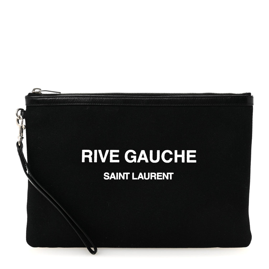 Linen Canvas Rive Gauche Zipped Pouch Black