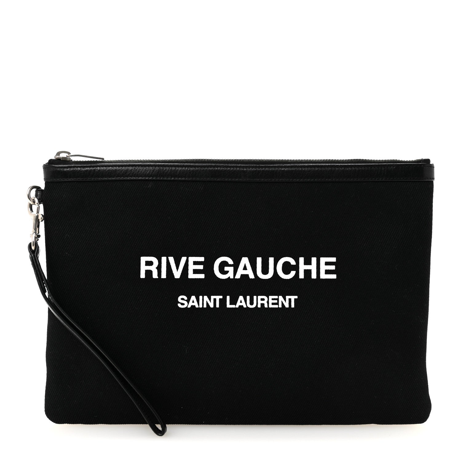 Linen Canvas Rive Gauche Zipped Pouch Black