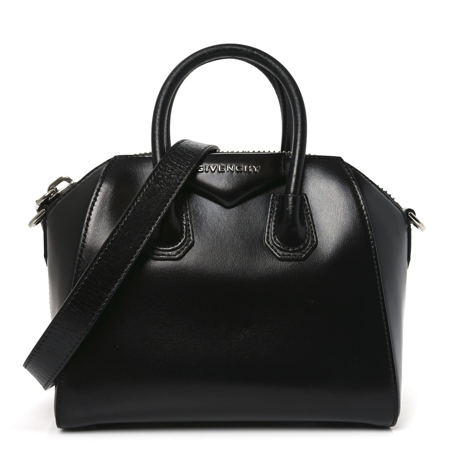 Shiny Lord Calfskin Mini Antigona Black