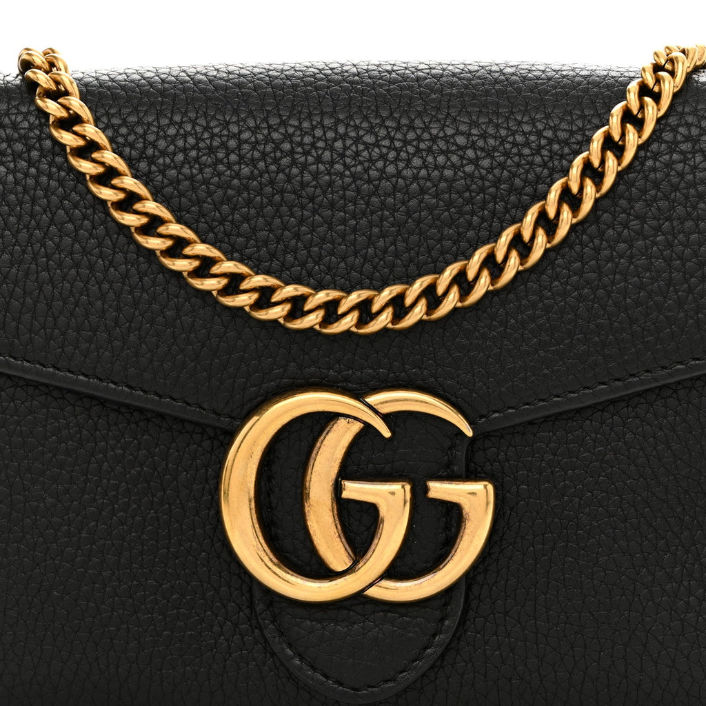 Calfskin GG Marmont Chain Wallet Black