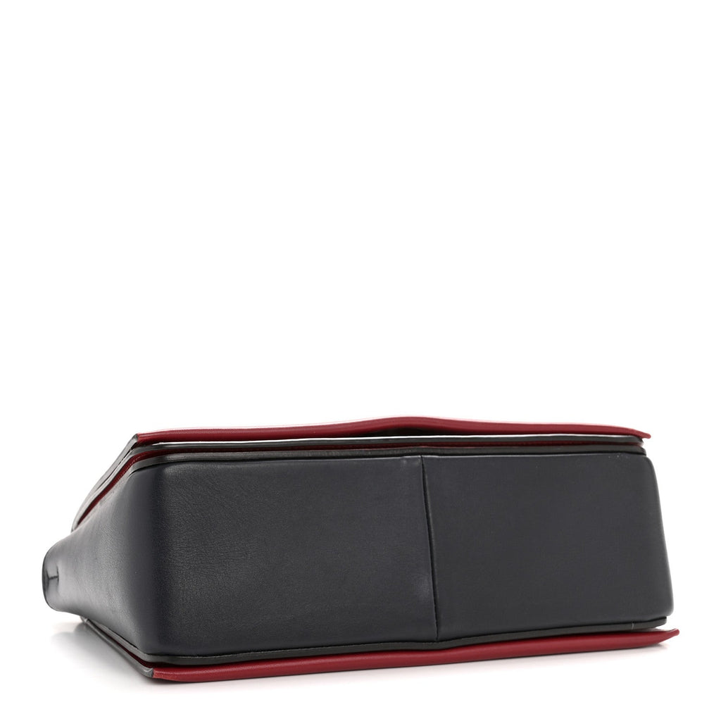 Shiny Smooth Calfskin Medium Frame Shoulder Bag Red Navy