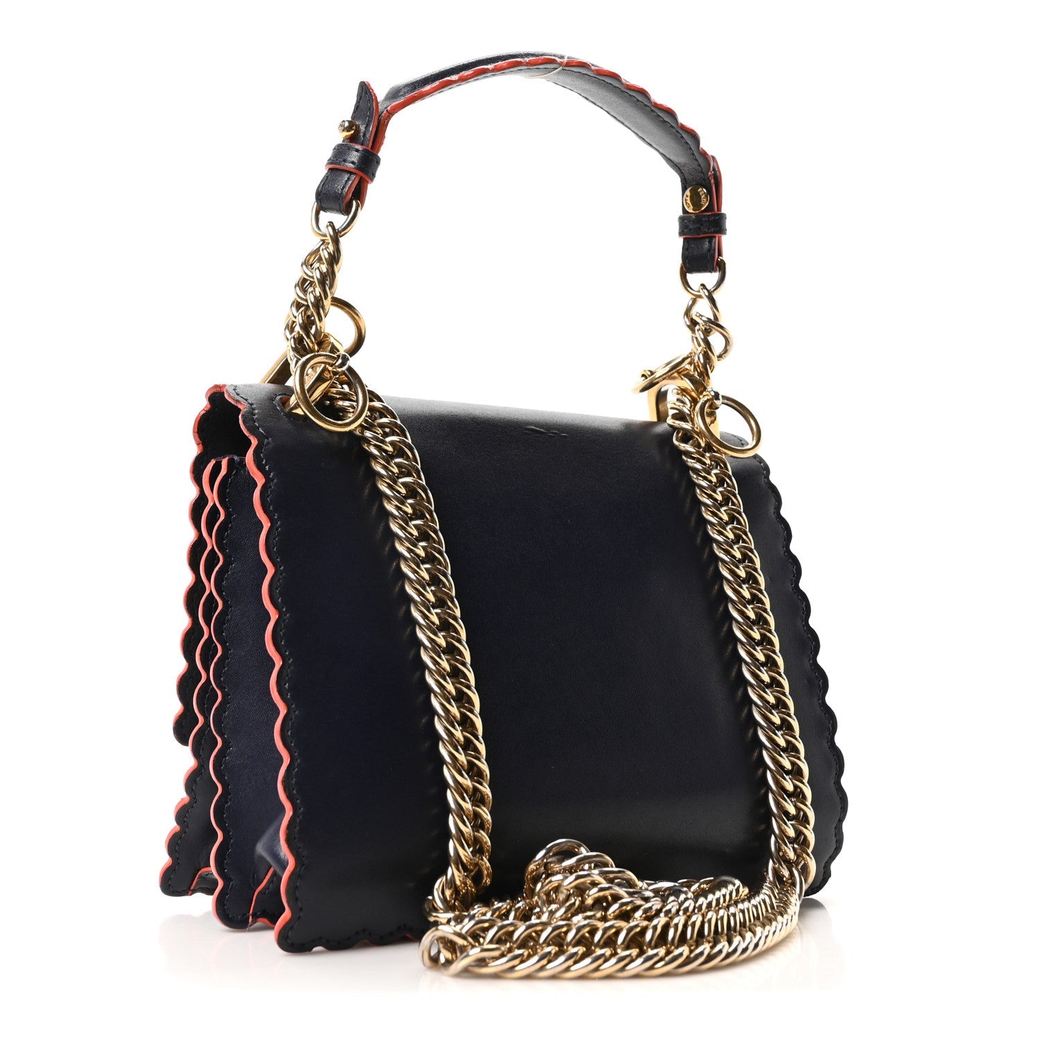 Vitello Liberty Scalloped Studded Small Kan I Shoulder Bag Blueberry