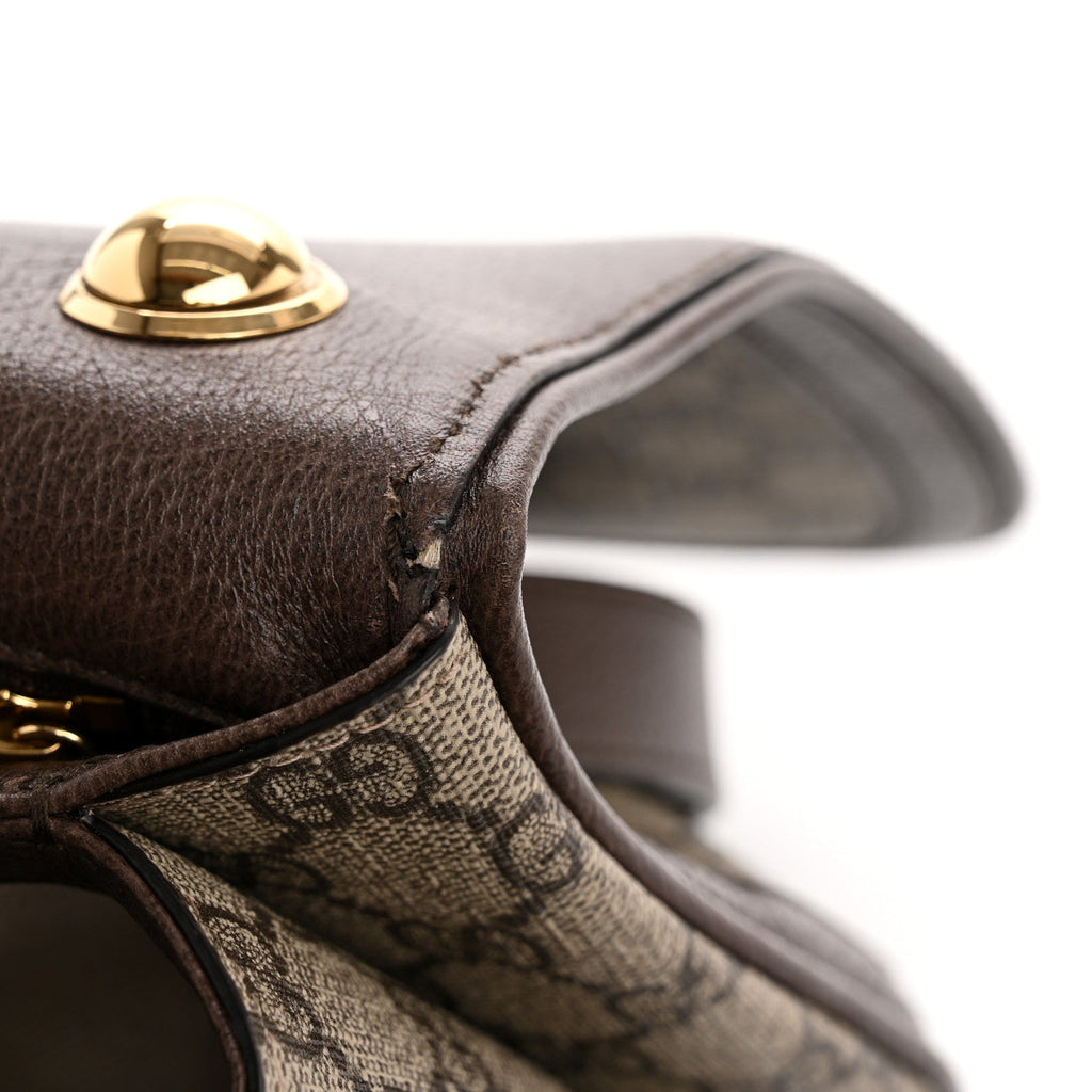 GG Supreme Monogram Textured Dollar Calfskin Web Medium Blondie Shoulder Flap Bag Beige Ebony New Acero