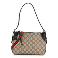 GG Supreme Monogram Textured Calfskin Small Emblem Shoulder Bag Beige Black