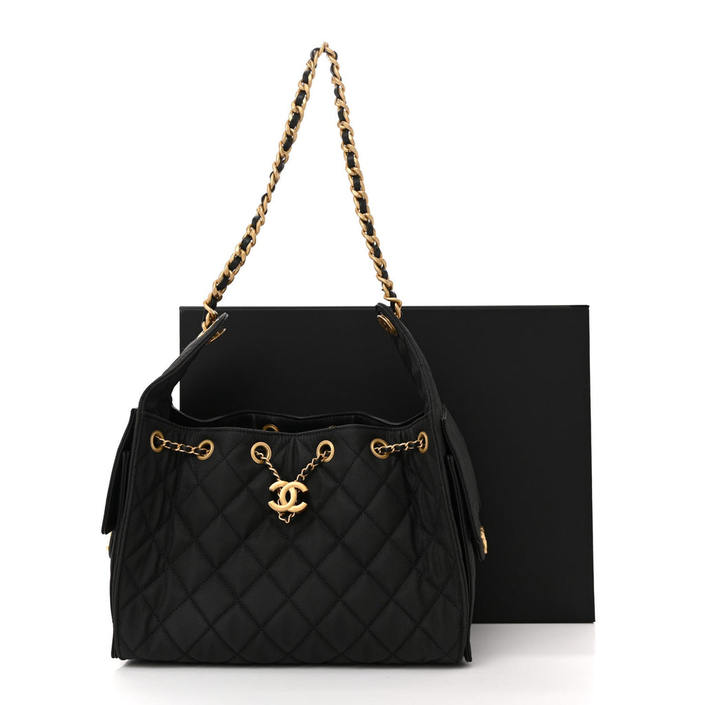 Canvas Quilted Small Chanel 25 Handbag Black