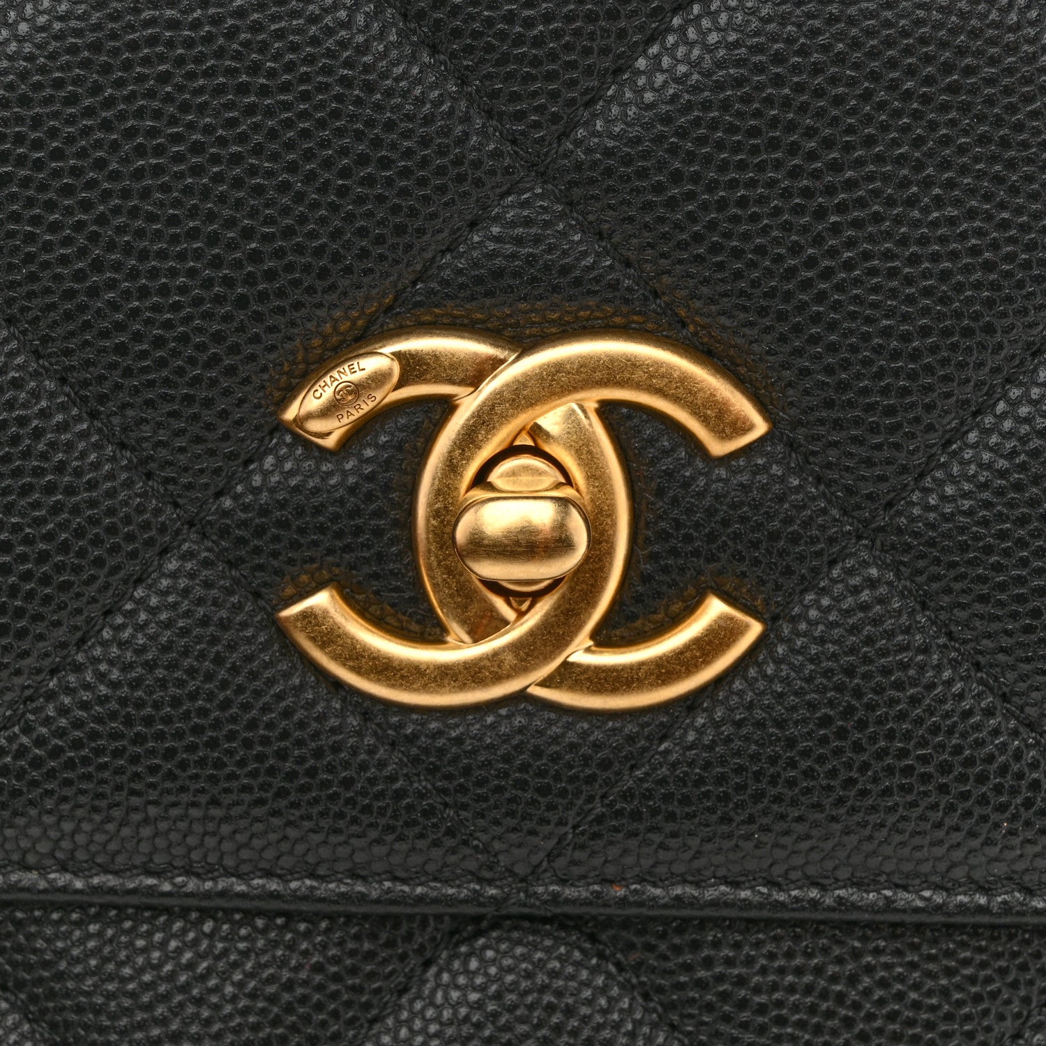 Caviar Quilted Small Chain Frame Flap Black