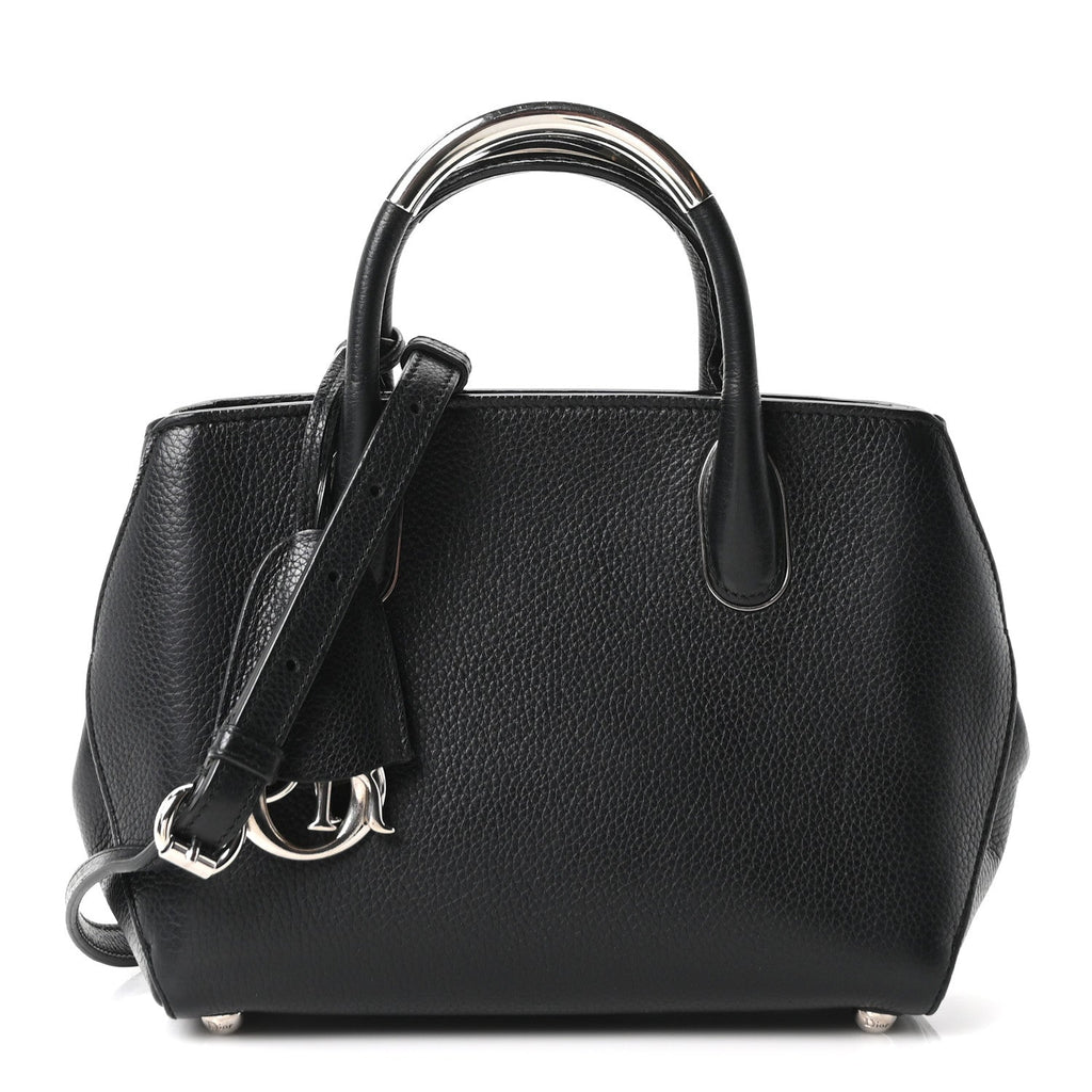 Grained Calfskin Small Open Bar Tote Black