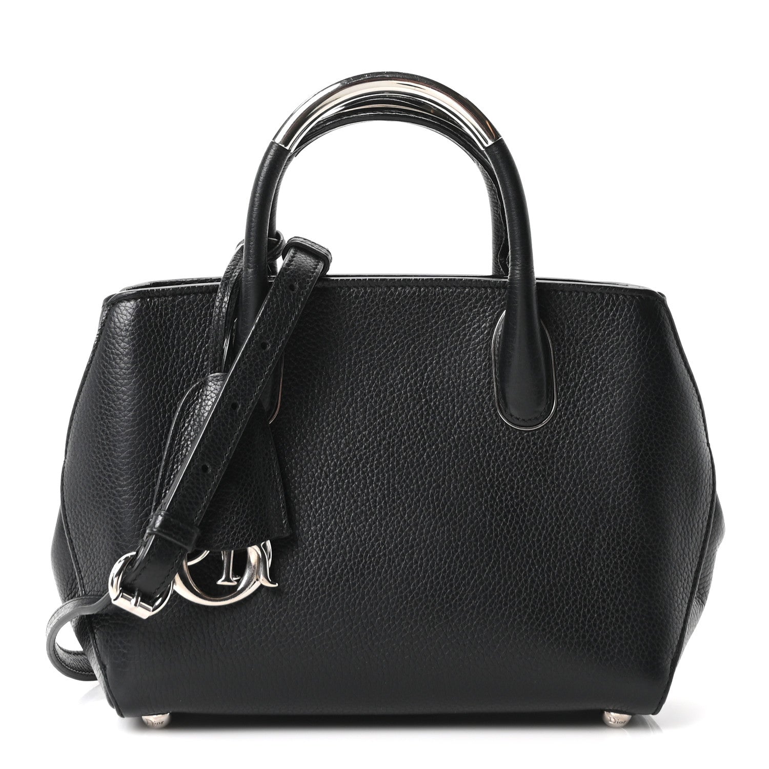 Grained Calfskin Small Open Bar Tote Black